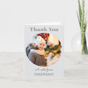Simple Personalised Photo Name Christmas Thank You Note Card