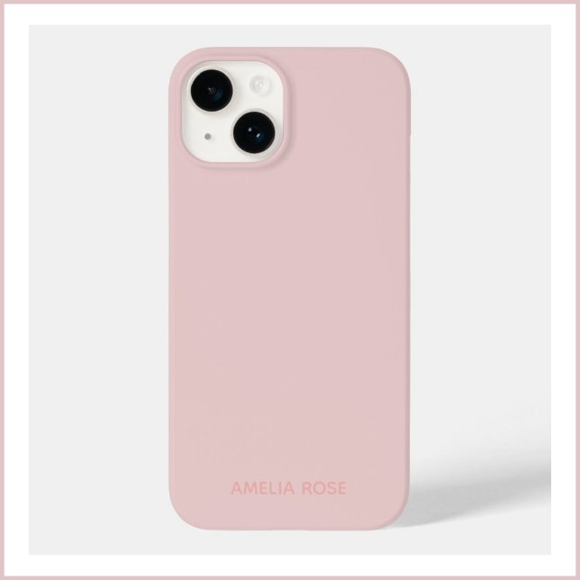 Simple Personalised Quartz Pink on Pink iPhone 14 Case-Mate iPhone Case (Creator Uploaded)