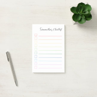 Simple Personalised Rainbow Checklist Post-it Notes