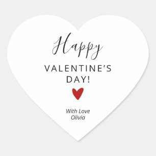 Simple Personalised Red White Valentines DAY Heart Sticker