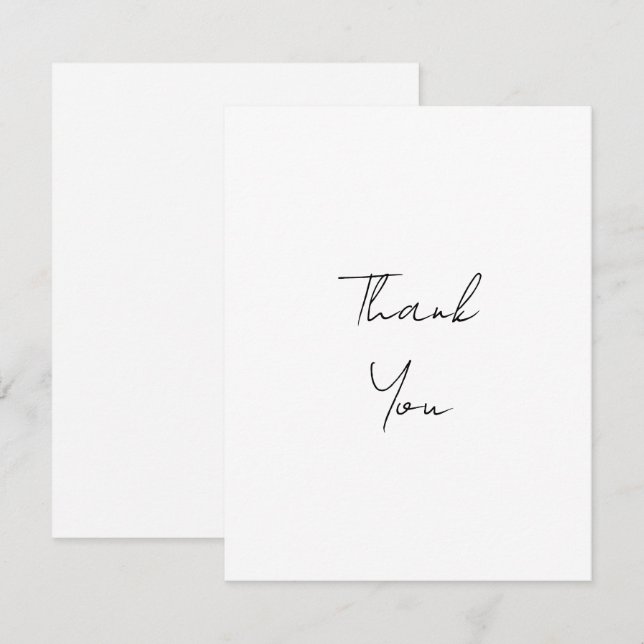 Simple Personalised Script White Thank You Card (Front/Back)
