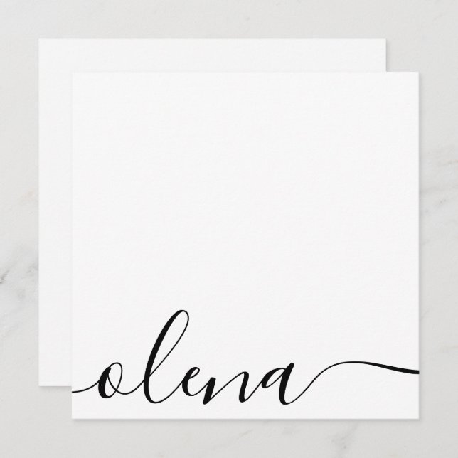 Simple  Personalised Signature Script Note Card (Front/Back)