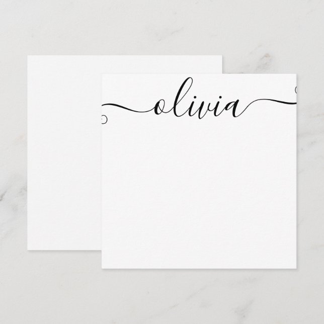 Simple  Personalised Signature Script Note Card (Front/Back)