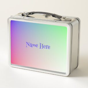 Simple Personalised Soft Rainbow Gradients Metal Lunch Box