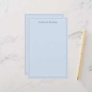 Simple Personalised Stationery Paper Blue Silver