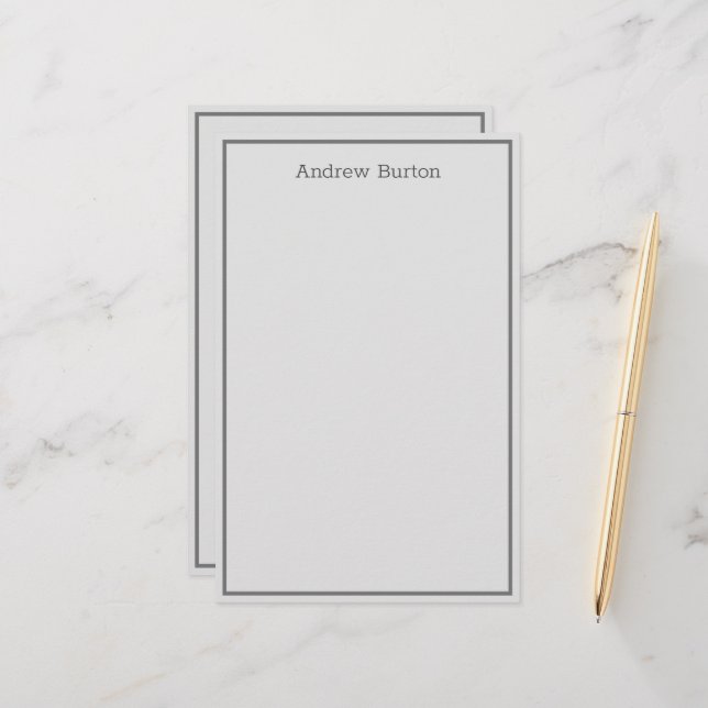 Simple Personalised Stationery Paper | Grey (Front/Back In Situ)
