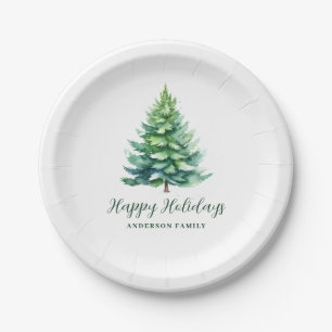Simple Personalised Tree Christmas Paper Plate