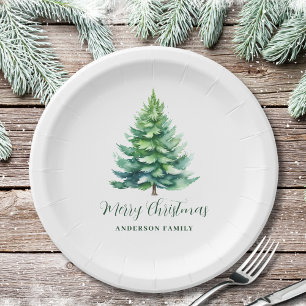 Simple Personalised Tree Christmas Paper Plate