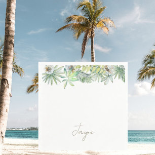 Simple Personalised Tropical Wedding Cocktail Napkin