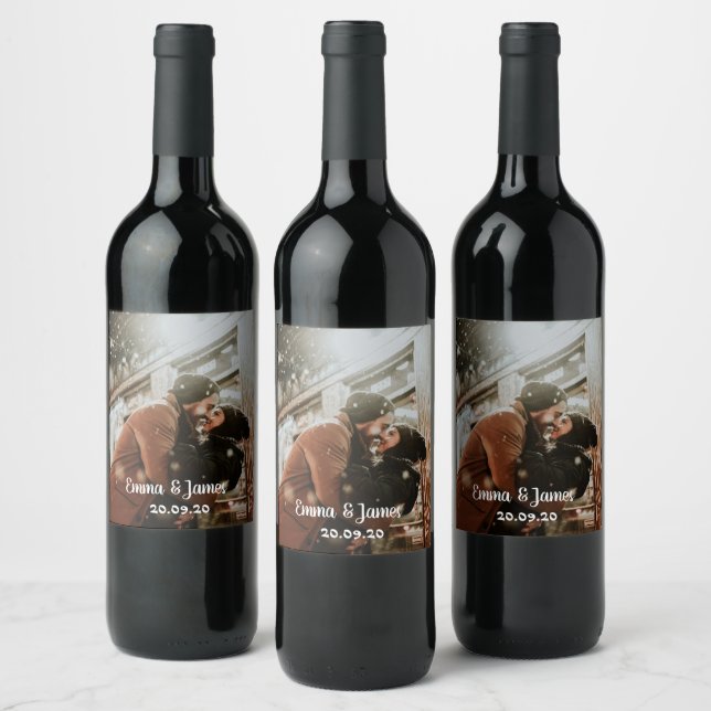Simple Personalised Wedding Photo Wine Labels (Bottles)