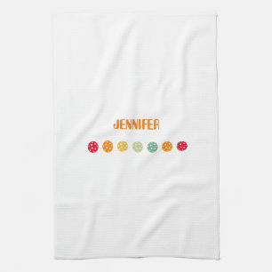 Simple Personalised White Orange Pickleball Towel 