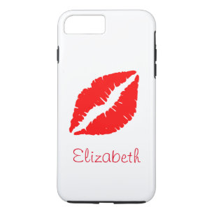 Simple Personalised White Red Lips iPhone 8 Plus/7 Plus Case