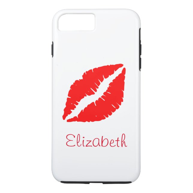 Simple Personalised White Red Lips Case-Mate iPhone Case (Back)