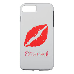 Simple Personalised White Red Lips iPhone 8 Plus/7 Plus Case