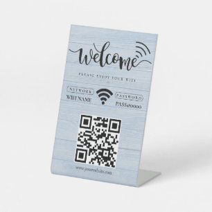 Simple Personalised Wifi Network QR code Password Pedestal Sign