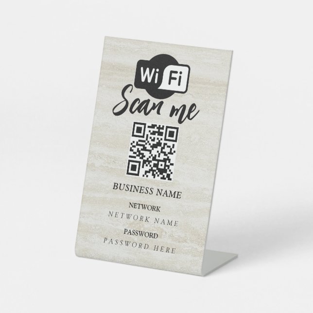 Simple Personalised Wifi Network qr code Password  Pedestal Sign (Front)