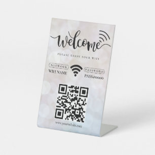 Simple Personalised Wifi Network QR code Password Pedestal Sign