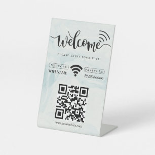 Simple Personalised Wifi Network QR code Password Pedestal Sign