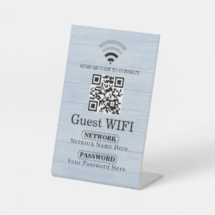 Simple Personalised Wifi Network qr code Password Pedestal Sign