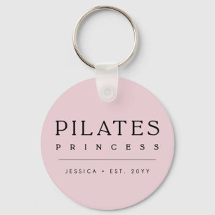 Simple Personalized Blush Pink Pilates Princess Key Ring