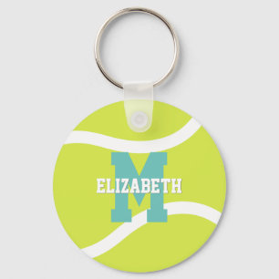 simple personalized girls boys tennis player key ring