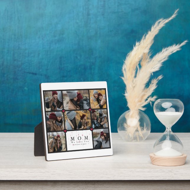 Simple Personalized Love You Mom 8 Photo collage Plaque (Insitu)