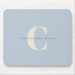 Simple Personalized Monogram and Name in Blue    Mouse Mat<br><div class="desc">Simple Personalized Monogram and Name in Dusty Blue Mouse Pad</div>