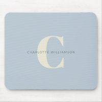 Simple Personalized Monogram and Name in Blue   