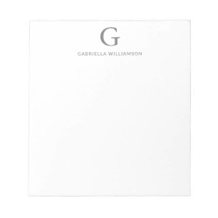 Simple Personalized Monogram and Name in Gray Notepad