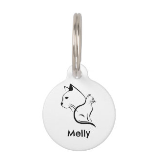 Simple Personalized Name White Cat Pet Tag