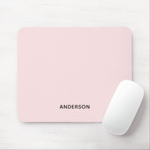 Simple Personalized Pink & Name Monogram Elegant Mouse Mat