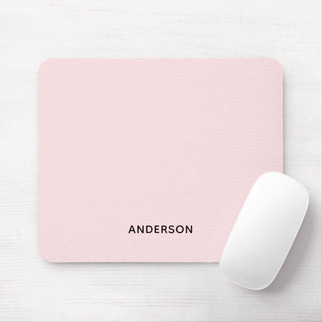 Simple Personalized Pink & Name Monogram | Elegant Mouse Mat (With Mouse)