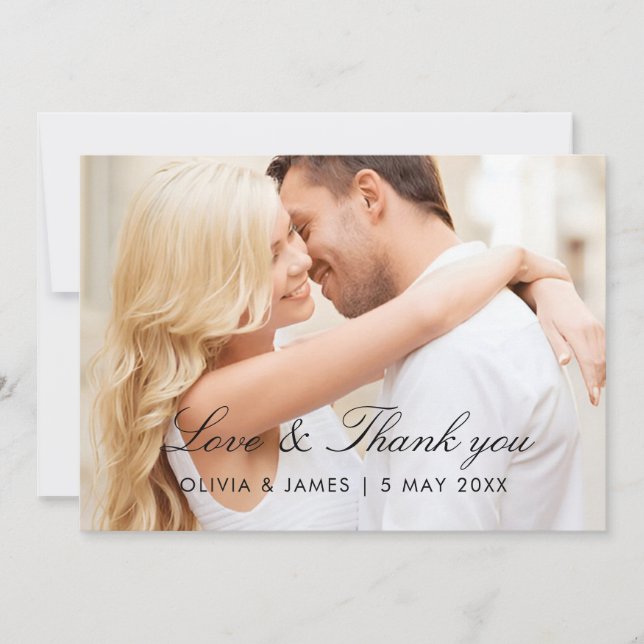 Simple Personalized wedding thank you card, Card (Front)