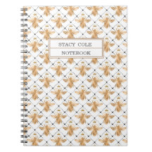 Simple Personalized White & Brown Honeycomb Bee