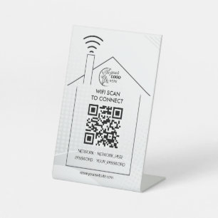 Simple Personalized Wifi Network qr code Password Pedestal Sign