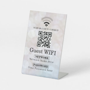 Simple Personalized Wifi Network qr code Password Pedestal Sign