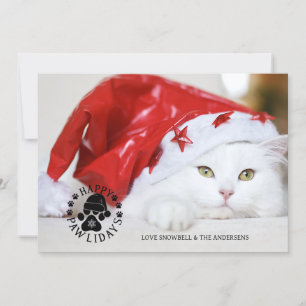 Simple Pet Christmas Happy Pawlidays Photo Holiday Card