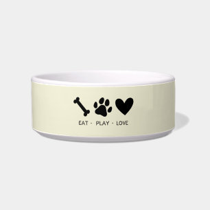 Simple Pet Dog Personalised Food Water Ceramic Bow Bowl