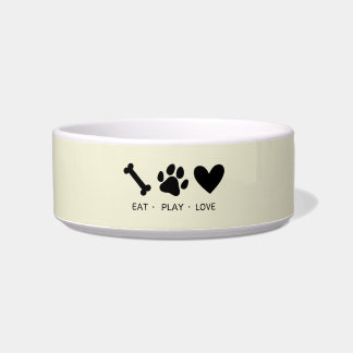 Simple Pet Dog Personalised Food Water Ceramic Bow Bowl