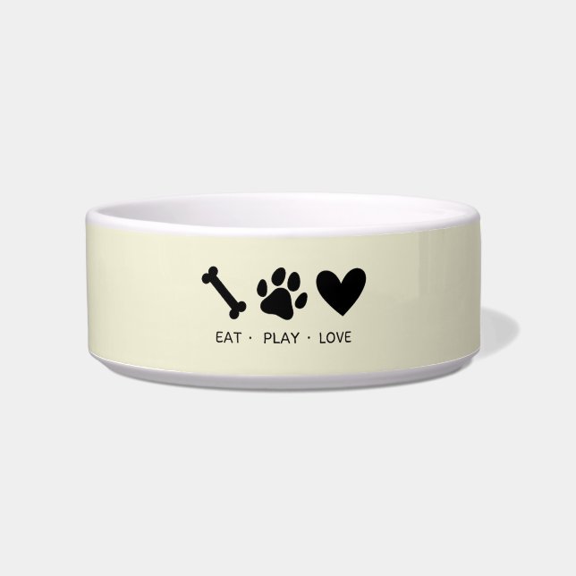 Simple Pet Dog Personalised Food Water Ceramic Bow Bowl (Front)