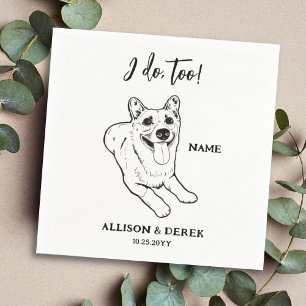 Simple Pet Dog Sketch Wedding Napkin