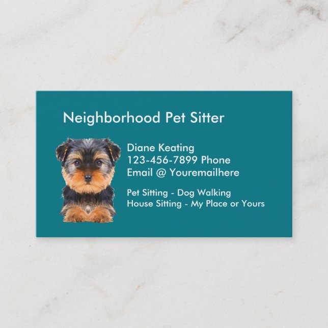 Simple Pet Sitter Business Card (Front)