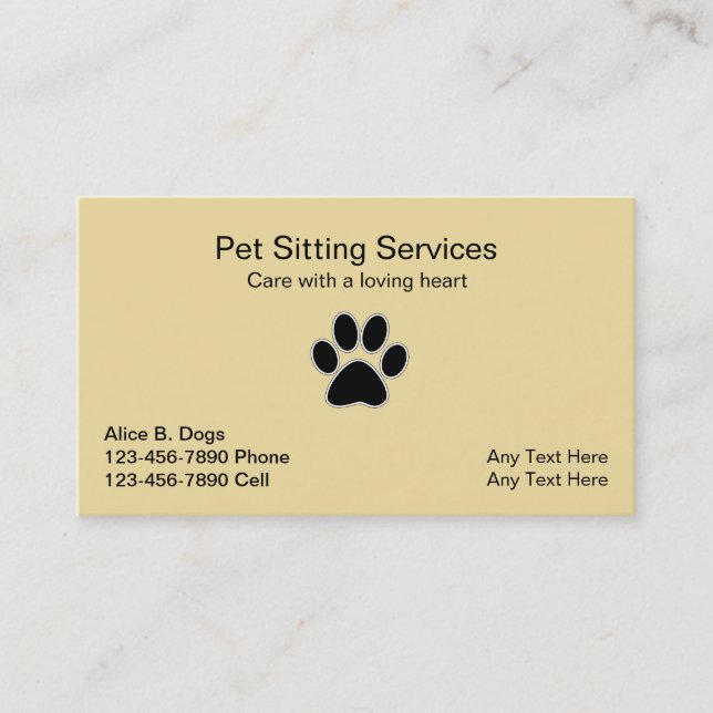 Simple Pet Sitter Business Cards (Front)