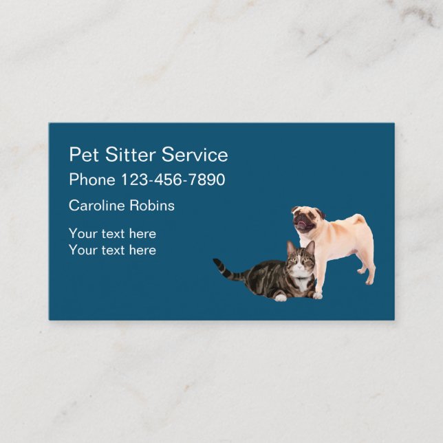 Simple Pet Sitter Dog And Cat Business Card (Front)