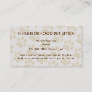 Simple Pet Sitting Design Business Card