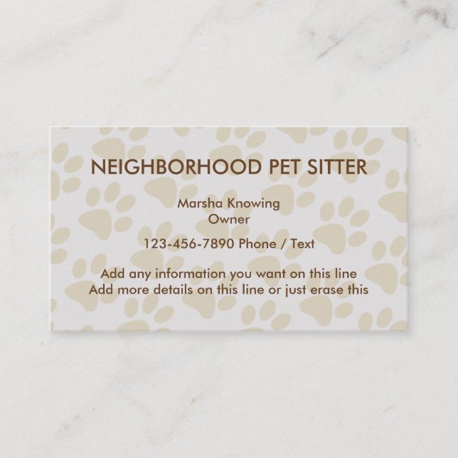 Simple Pet Sitting Design Business Card (Front)