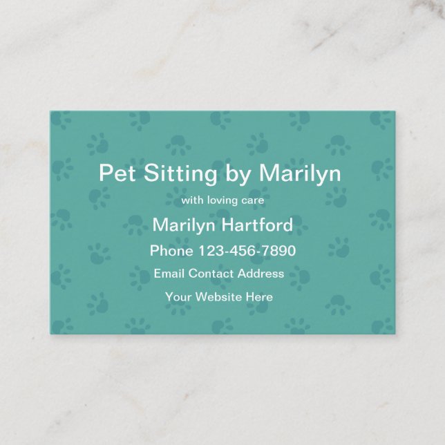 Simple Pet Sitting Services Paw Print Business Card (Front)
