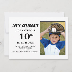Simple Photo 10th Birthday  Invitation