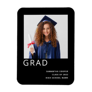 Simple Photo 2022 Graduation Black Announcement Magnet