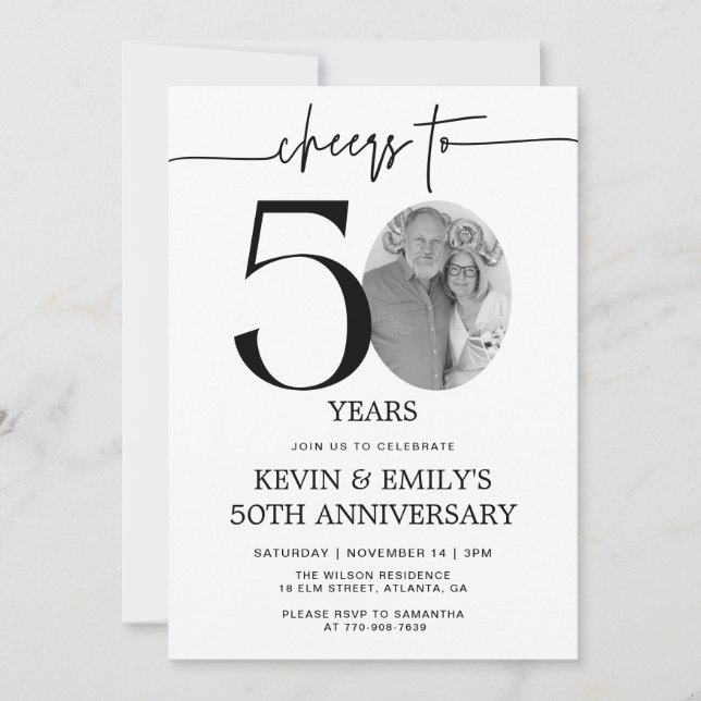Simple Photo 50th Anniversary Invitation (Front)